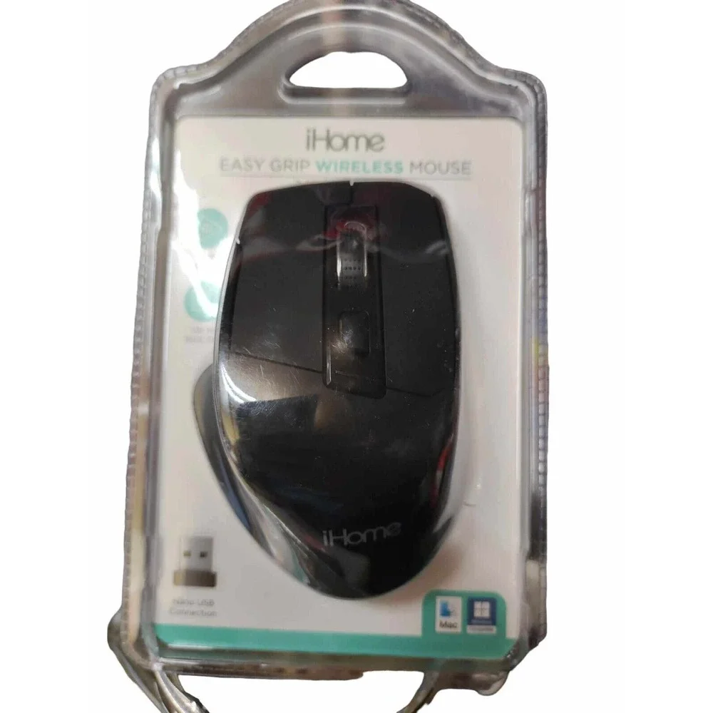 iHome Easy Grip Wireless Mouse w/Nano USB, Choose Black or Dark Blue Color